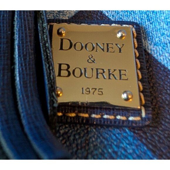 Dooney & Bourke Chevron Blue Kendall Pebbled Leather Handbag Crossbody Tote - Picture 3 of 12